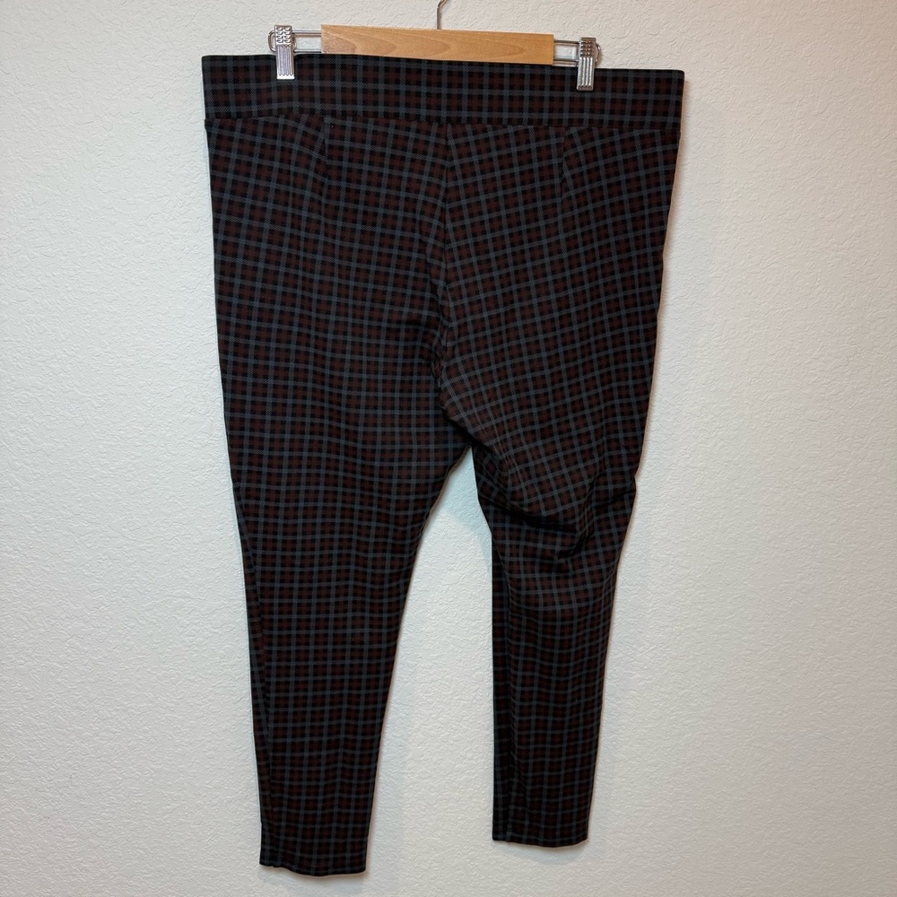 LOFT Women's Burgundy Plaid Checkered Leggings